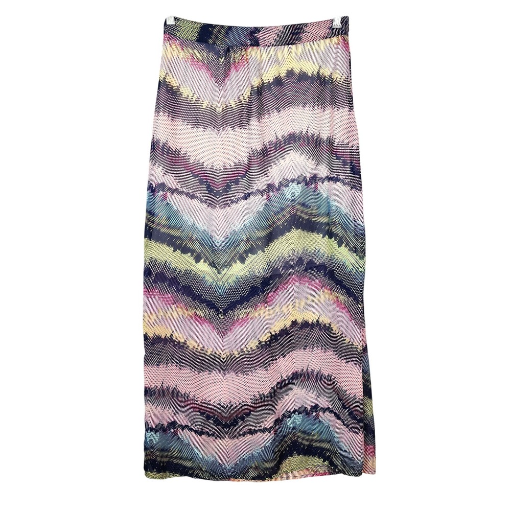 OLIVE & OAK Size Small Vibrant Hippie Chic Sheer Chiffon Summer Boho‎ Maxi Skirt